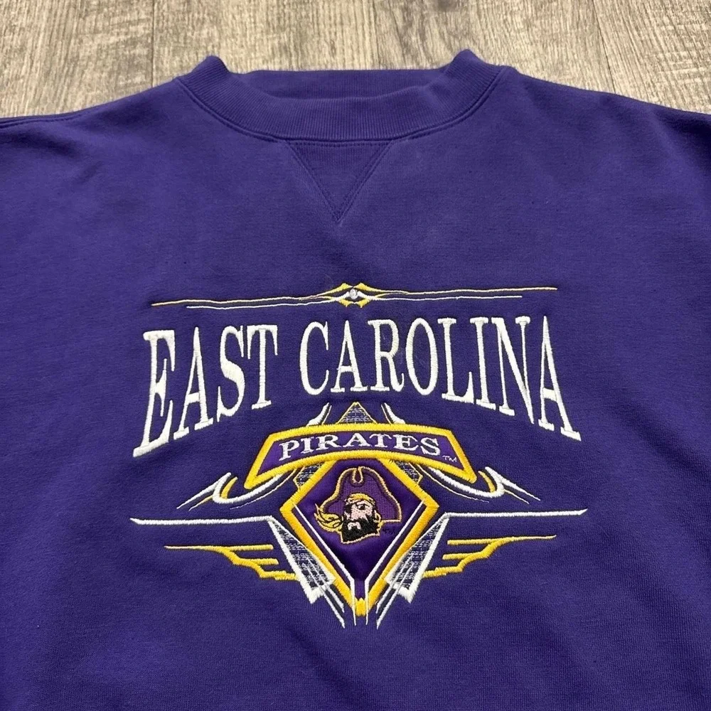Vintage East Carolina Pirates Embroidered Crewneck Sweatshirt College Sz M - Picture 5 of 5